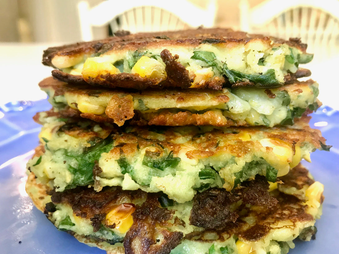 Sweet Corn & Siberian Kale Skillet Cakes