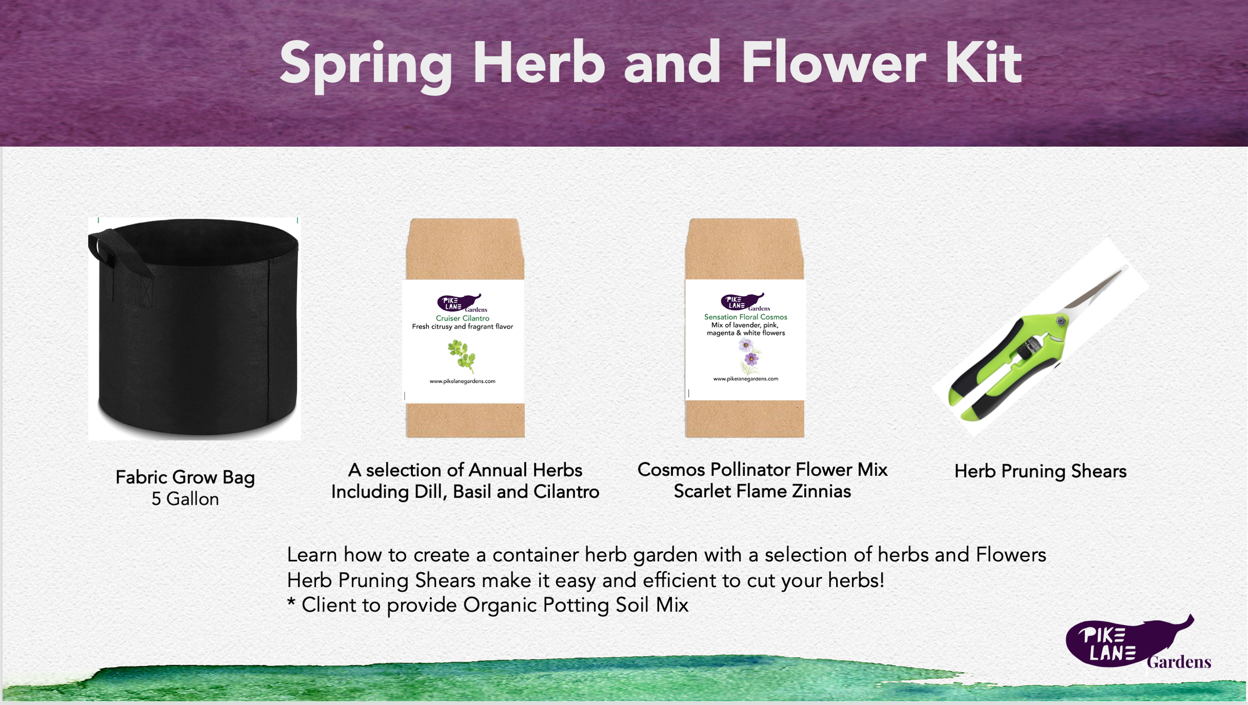 cilantro potting mix Spring/Summer Herb and Flower Kit – Pike Lane Gardens